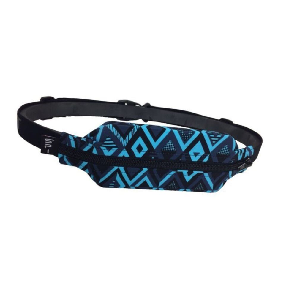 SPIbelt Small Personal Item Running Belt blue and black geometric pattern Crayon